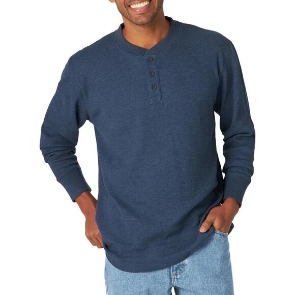 NEW Blake Shelton Lands' End  Men's XL Blue Henley Shirt Long Sleeve Dye - Picture 1 of 8